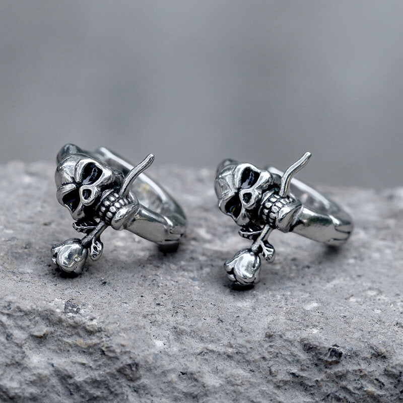 True Love Rose Skull Sterling zilveren oorbellen