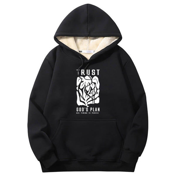 Trust God’s Plan Floral Cross Crew Collar Hoodie 01 | Gthic.com