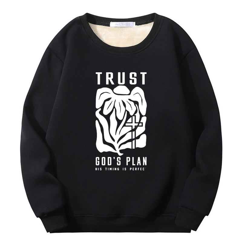 Trust God’s Plan Floral Cross Crew Collar Sweatshirt 01 | Gthic.com