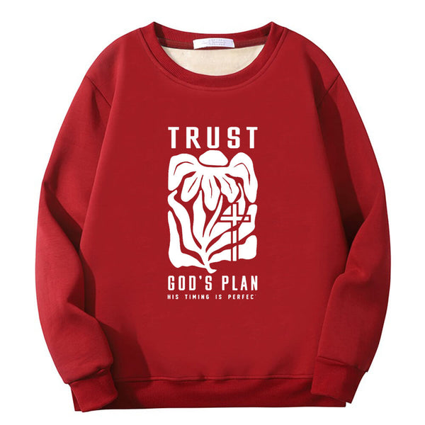 Trust God’s Plan Floral Cross Crew Collar Sweatshirt 02 | Gthic.com