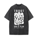 Trust God’s Plan Floral Cross Vintage Washed T-shirt 01 | Gthic.com