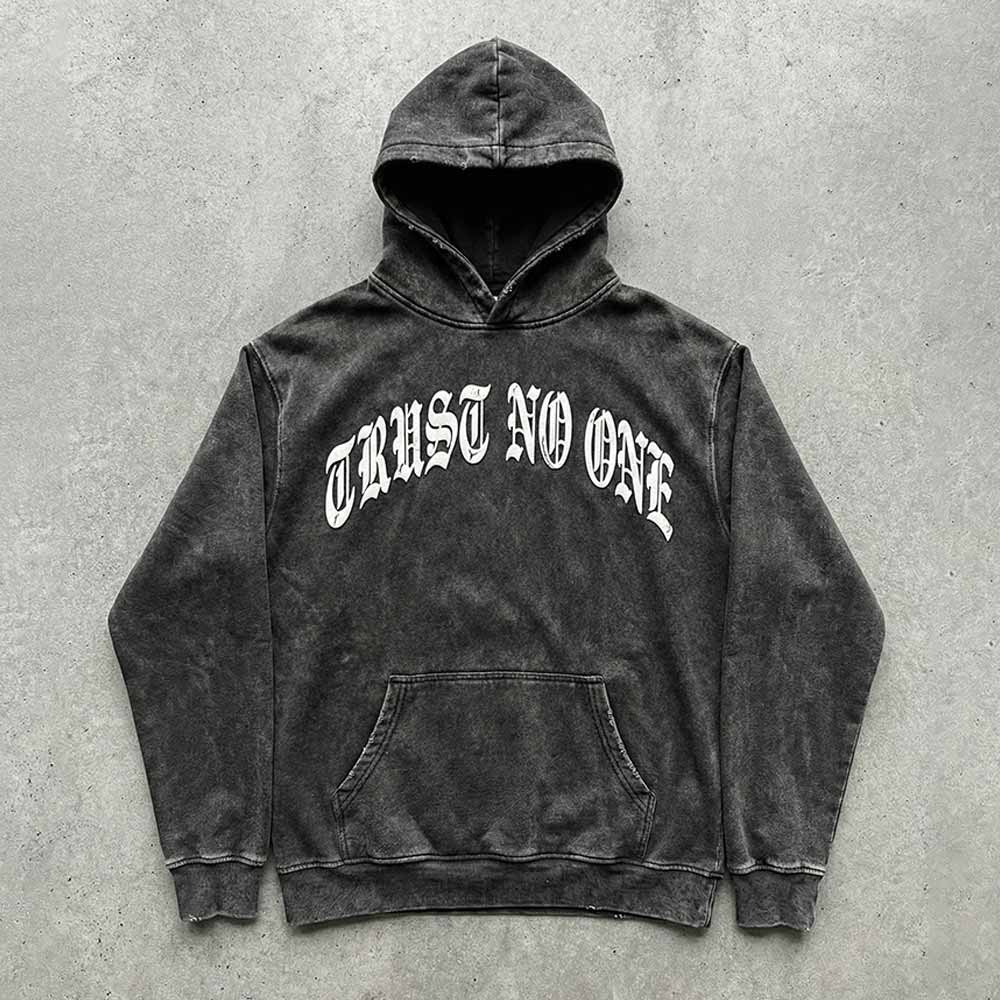Trust No One Vintage Washed Hoodie | Gthic.com
