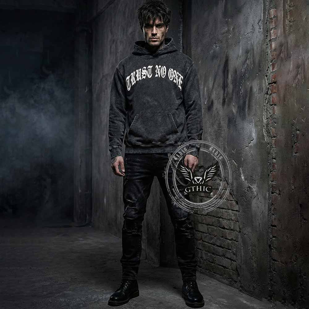 Trust No One Vintage Washed Hoodie | Gthic.com