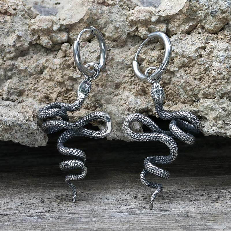 Twist Snake Stainless Steel Earrings | Gthic.com