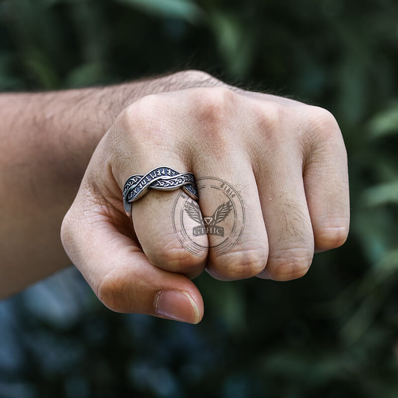 Twisted Viking Runes Stainless Steel Ring