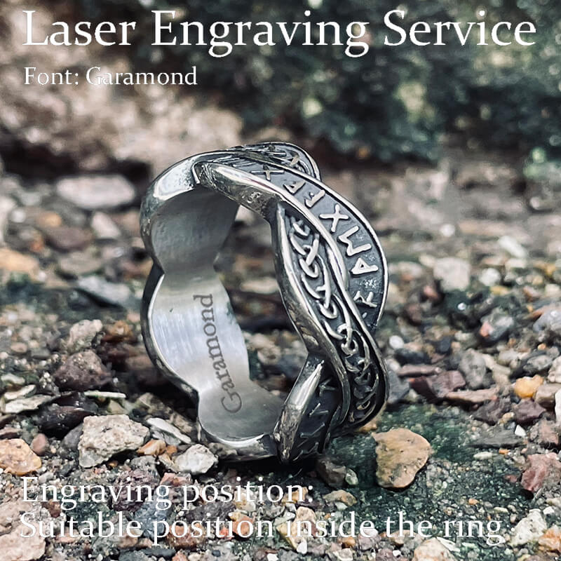 Twisted Viking Runes Stainless Steel Ring