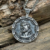 Two-sided Jesus Thorns Crown Sterling Silver Pendant | Gthic.com