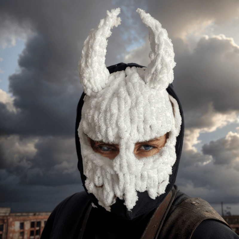 Two-Tone Devil Knit Balaclava Hat | Gthic.com