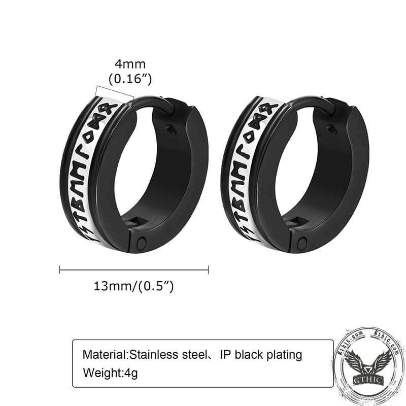 Two-tone Viking Runes Stainless Steel Hoop Earrings | Gthic.com