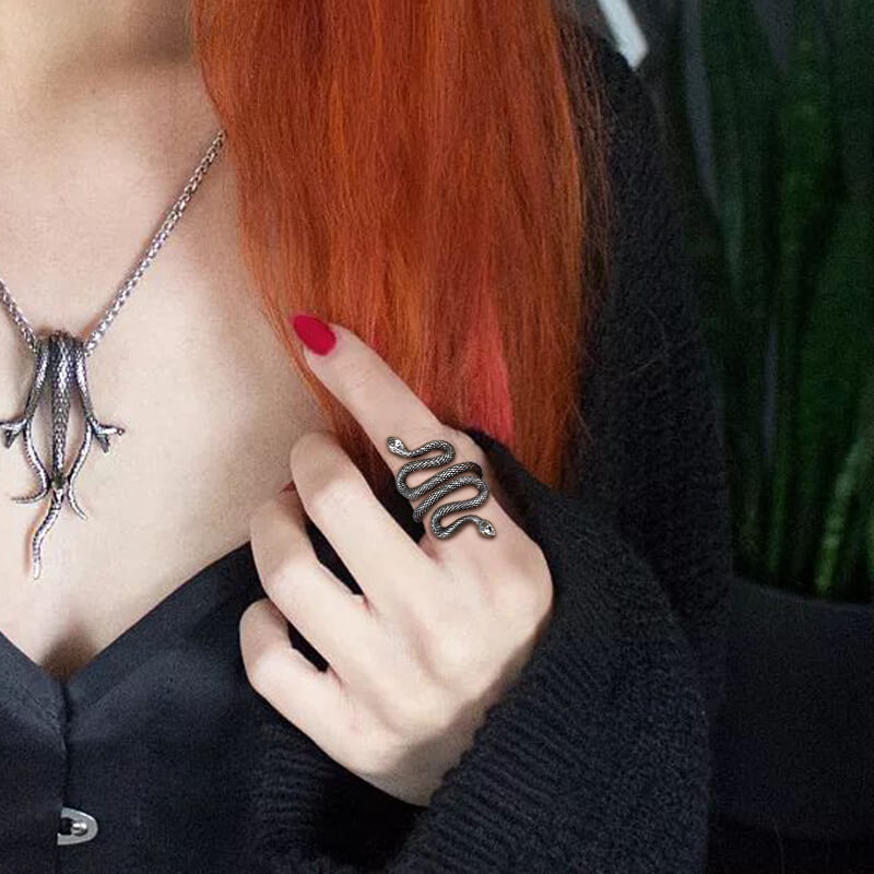 Two Headed Snake Stainless Steel Animal Ring | Gthic.com