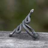 Two Headed Snake Stainless Steel Animal Ring