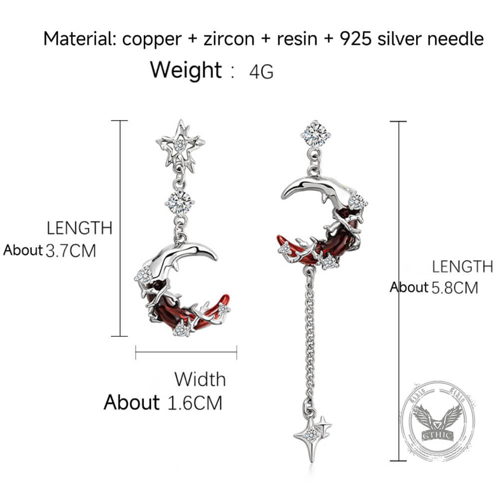 Unique Asymmetry Crimson Moon Alloy Earrings