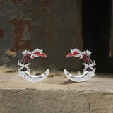 Unique Asymmetry Crimson Moon Alloy Earrings