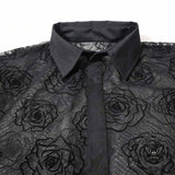Vacation Style Rose Mesh See Through Short Sleeve Shirt