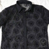 Vacation Style Rose Mesh See Through Short Sleeve Shirt