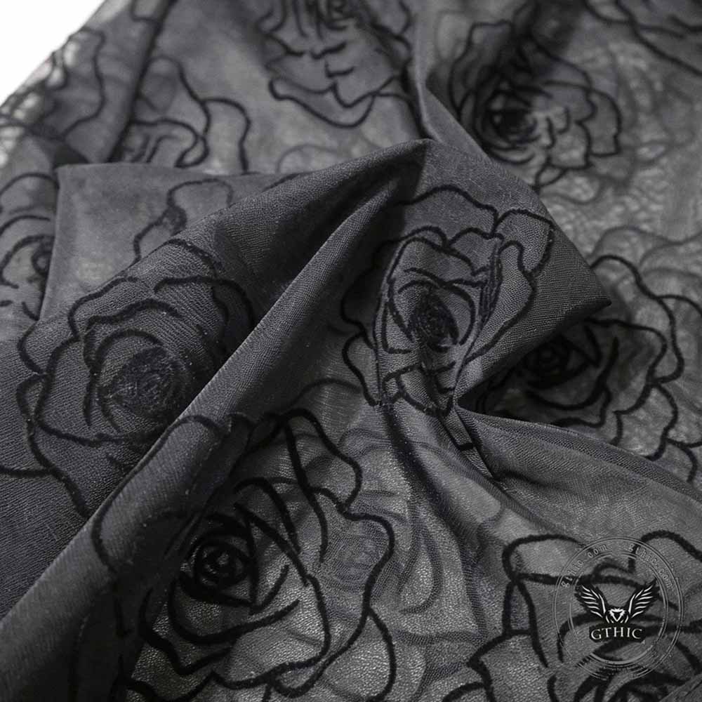 Vacation Style Rose Mesh See Through Short Sleeve Shirt