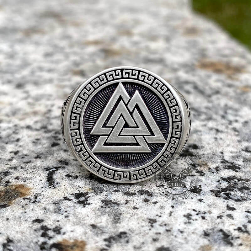 Valknut Celtic Triquetra Knot Sterling Silver Viking Ring | Gthic.com