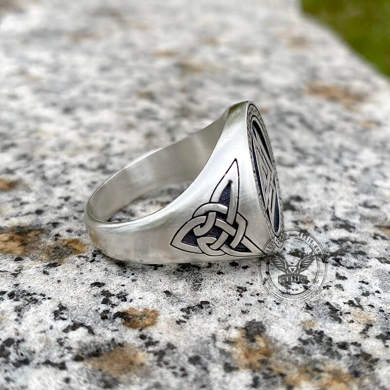 Valknut Celtic Triquetra Knot Sterling Silver Viking Ring | Gthic.com
