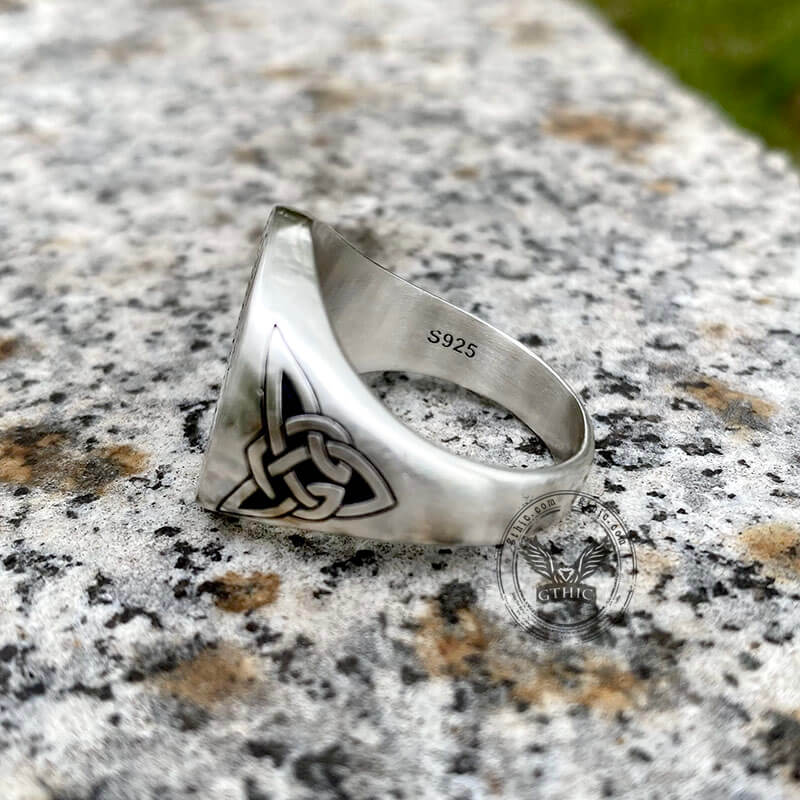 Valknut Celtic Triquetra Knot Sterling Silver Viking Ring | Gthic.com