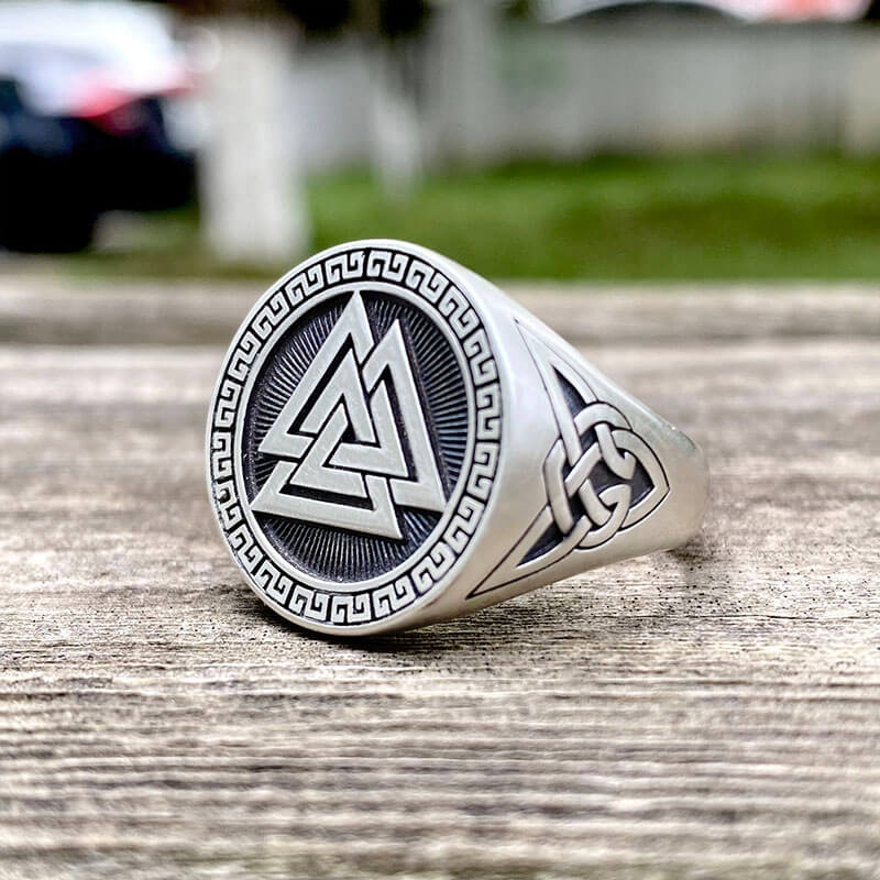 Valknut Celtic Triquetra Knot Sterling Silver Viking Ring | Gthic.com