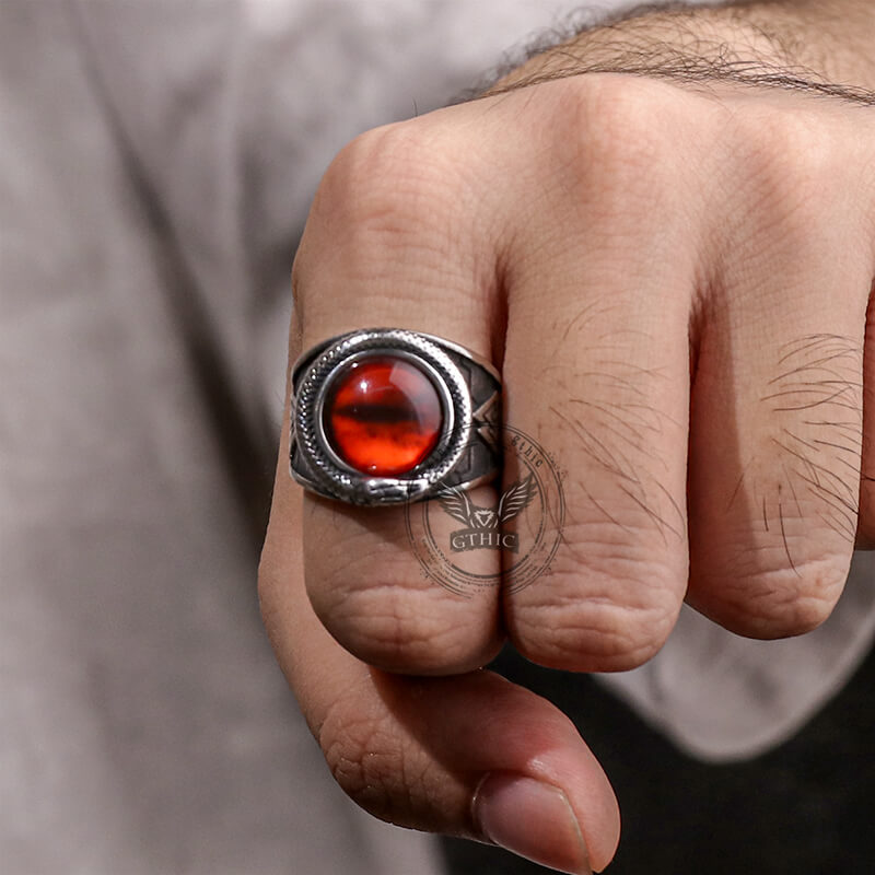 Valknut Ouroboros Devil Eye Stainless Steel Ring