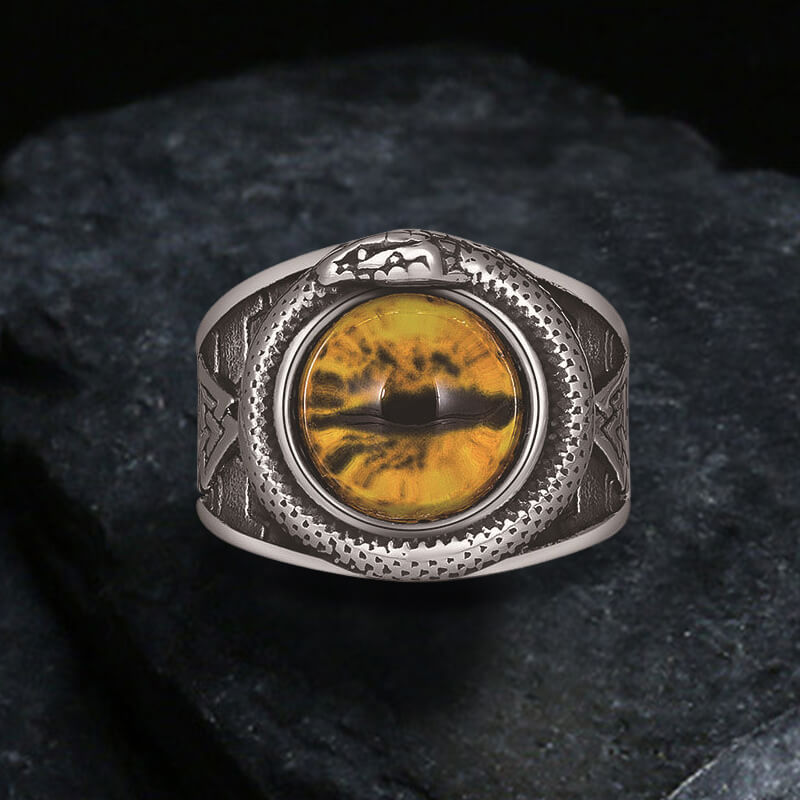 Valknut Ouroboros Devil Eye Stainless Steel Ring
