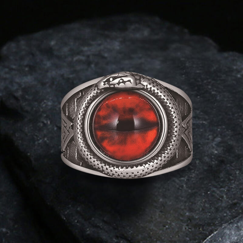 Valknut Ouroboros Devil Eye Stainless Steel Ring
