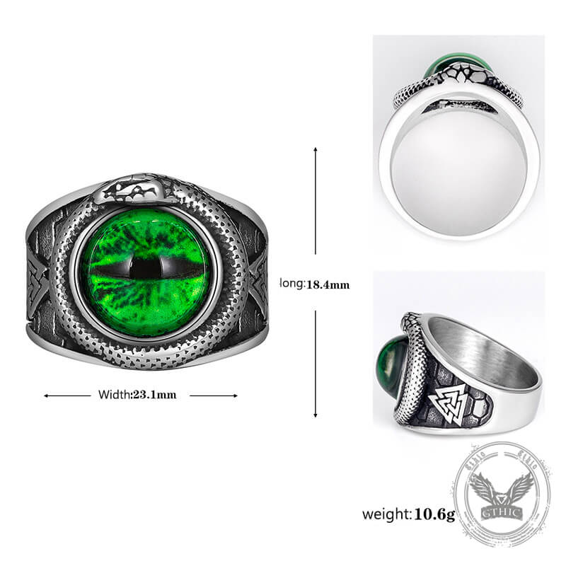 Valknut Ouroboros Devil Eye Stainless Steel Ring