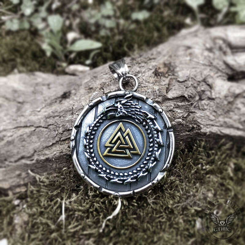 Valknut Ouroboros Stainless Steel Viking Pendant | Gthic.com