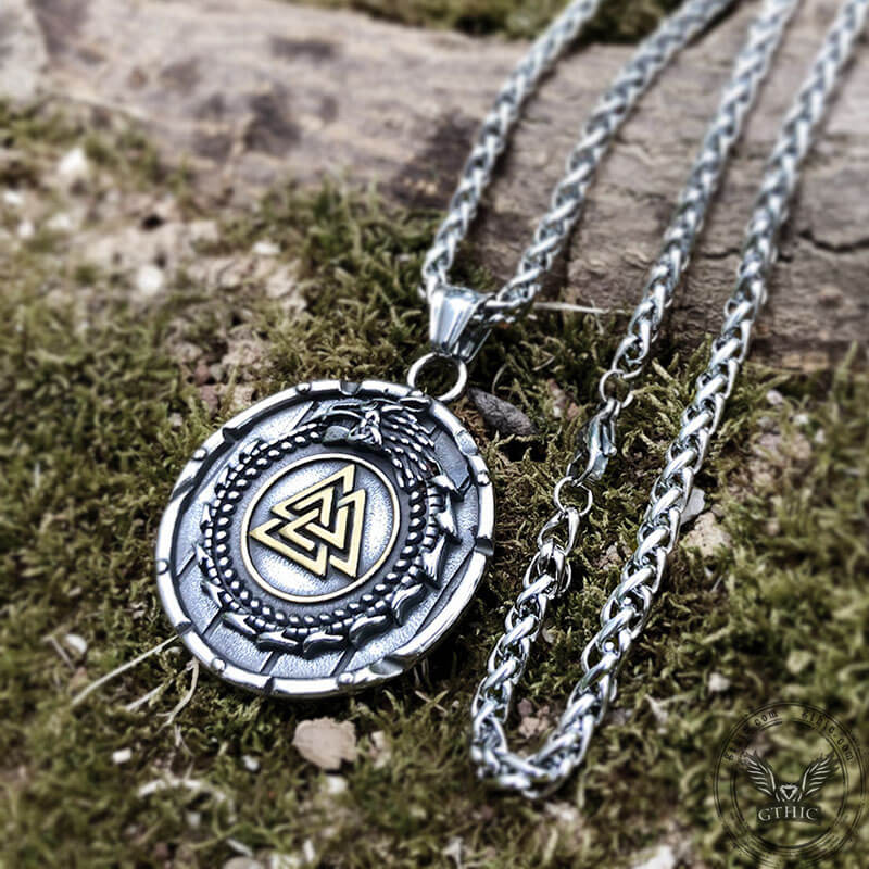 Valknut Ouroboros Stainless Steel Viking Pendant | Gthic.com