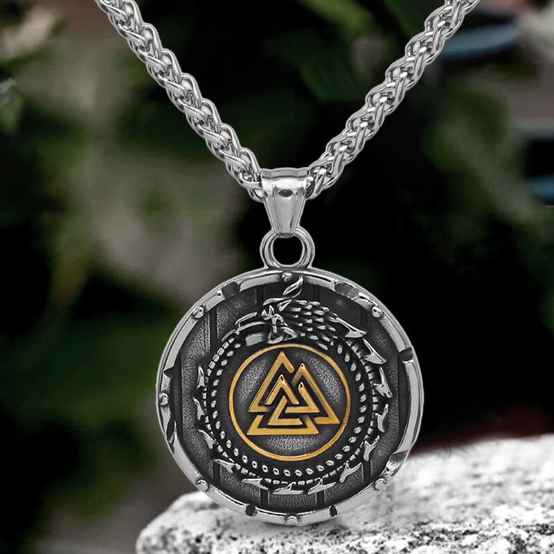 Valknut Ouroboros Stainless Steel Viking Pendant | Gthic.com