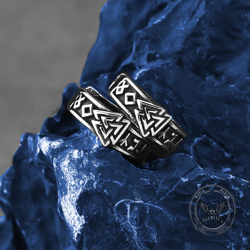 Valknut Rune Stainless Steel Viking Hoop Earrings | Gthic.com