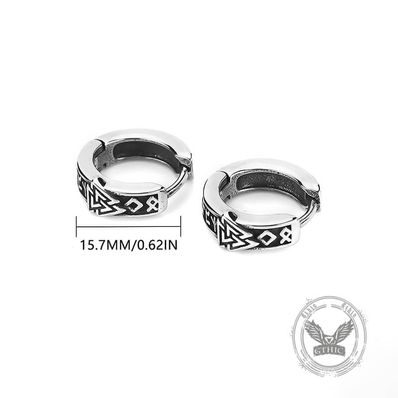 Valknut Rune Stainless Steel Viking Hoop Earrings