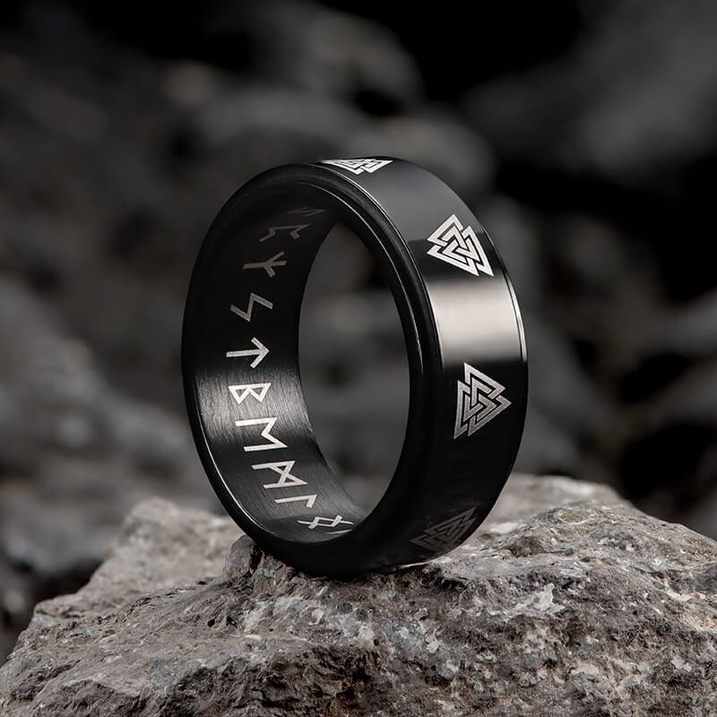 Valknut Runes Stainless Steel Spinner Ring | Gthic.com