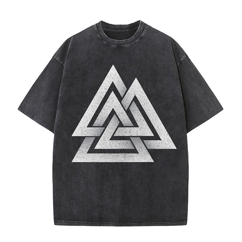 Valknut Totem Viking Washed T-shirt | Gthic.com