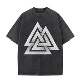 Valknut Totem Viking Washed T-shirt | Gthic.com