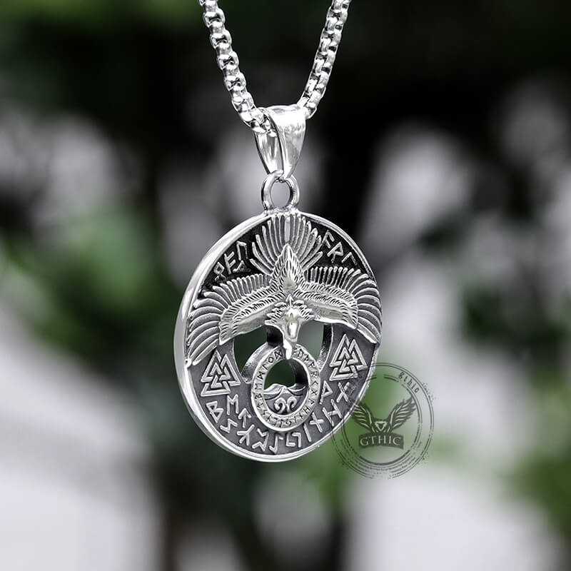 Valknut Viking Runes Eagle Stainless Steel Necklace