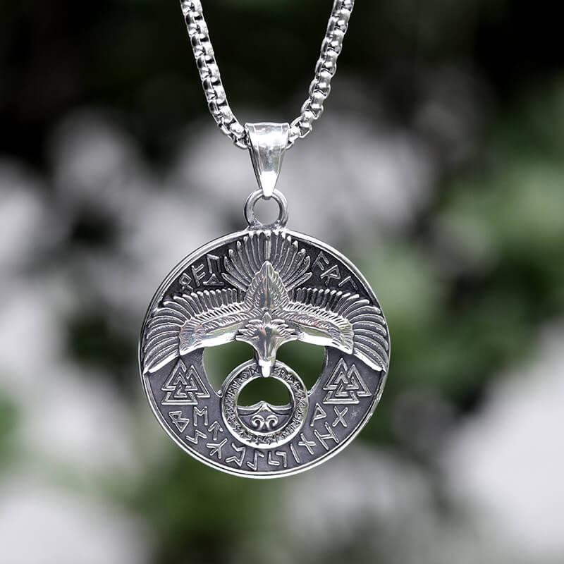 Valknut Viking Runes Eagle Stainless Steel Necklace | Gthic.com