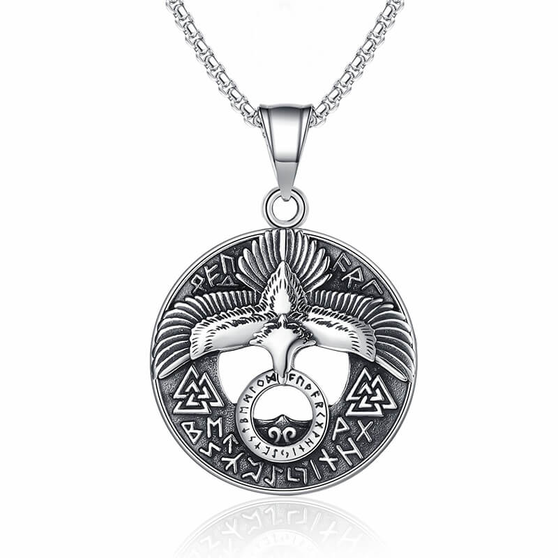 Valknut Viking Runes Eagle Stainless Steel Necklace | Gthic.com