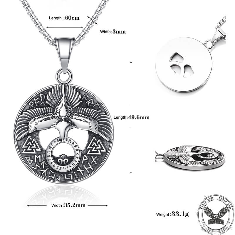 Valknut Viking Runes Eagle Stainless Steel Necklace | Gthic.com