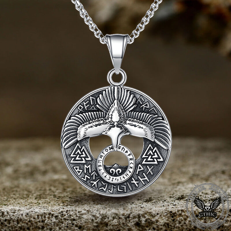Valknut Viking Runes Eagle Stainless Steel Necklace | Gthic.com