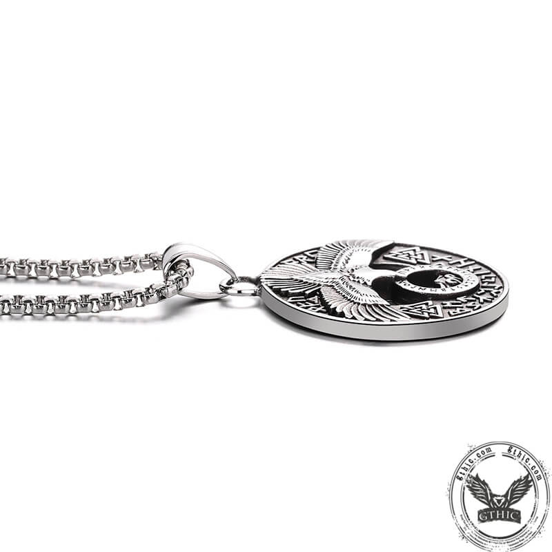 Valknut Viking Runes Eagle Stainless Steel Necklace | Gthic.com