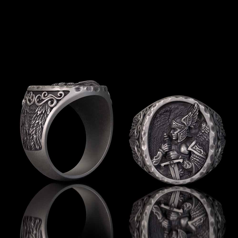 Valkyrie Warrior Winged Knight Sterling Silver Ring | Gthic.com
