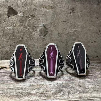 Vampire Coffin Stainless Steel Skull Ring
