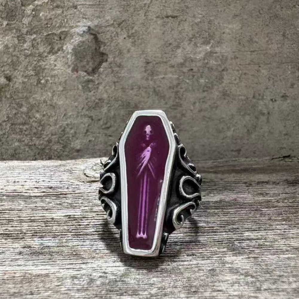 Vampire Coffin Stainless Steel Skull Ring