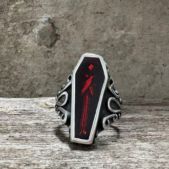 Vampire Coffin Stainless Steel Skull Ring