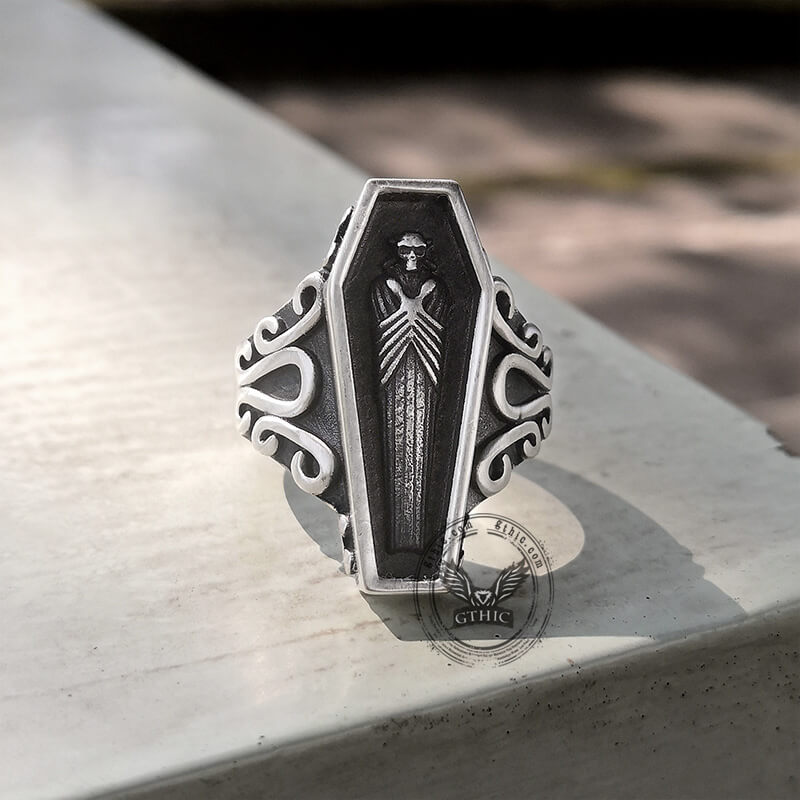 vampire coffin sterling silver skull ring gthic 12