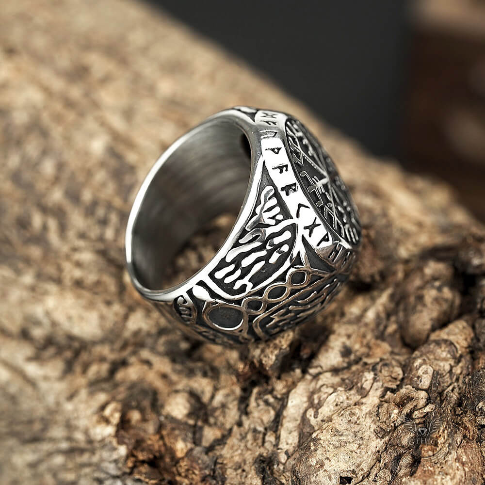 Vegvisir Celtic Knot Stainless Steel Ring
