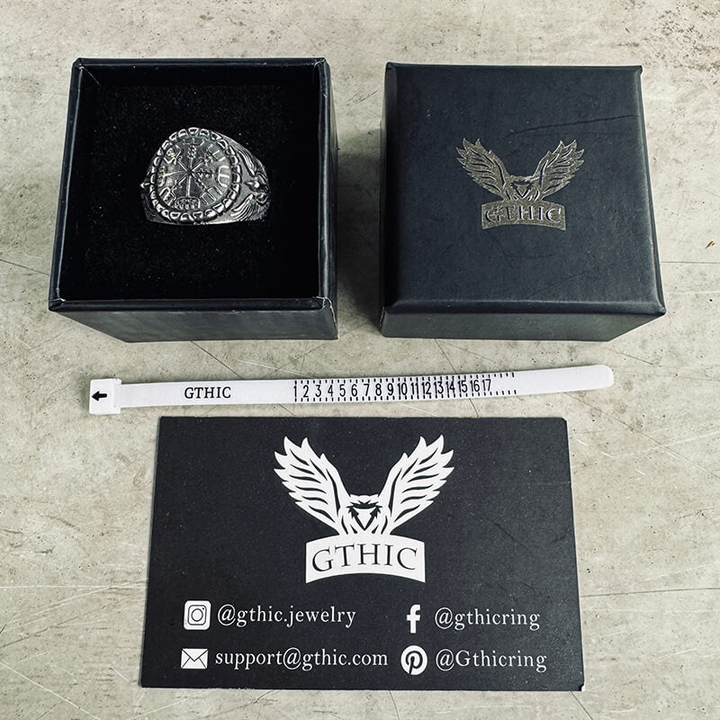 Vegvisir Rabenrunen Edelstahl Wikinger Ring