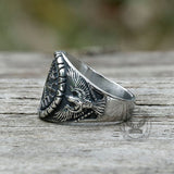 Vegvísir Raven Stainless Steel Viking Ring